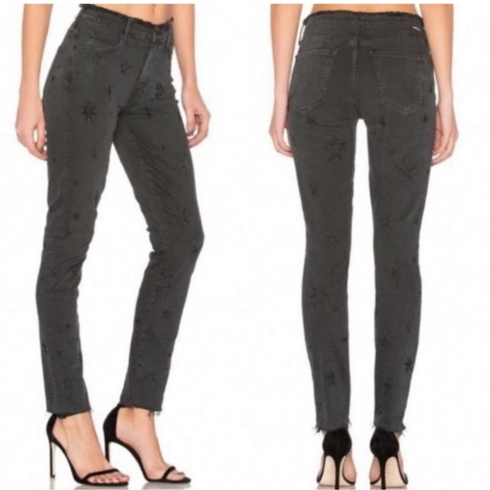 MOTHER Double Fray Charmer Written in the‎ Star Embroidered Jeans Size 27